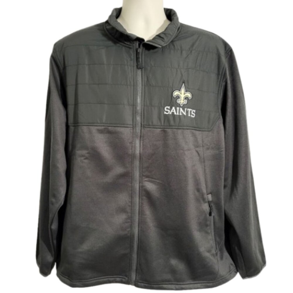 DUNBROOKE Explorer Tech Full-Zip Heather Black SAINTS Jacket - NWT Men's XL